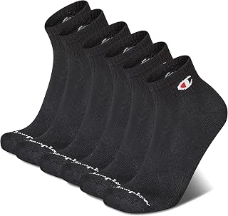 Champion Men's Cushioned Quarter Socks 6-Pack - Moisture-Wicking Athletic Ankle Socks with Arch Support (Sizes 6-12)