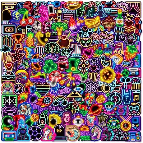 Neon Stickers Pack [200 Pack] to Sparkle Your Cool Kick