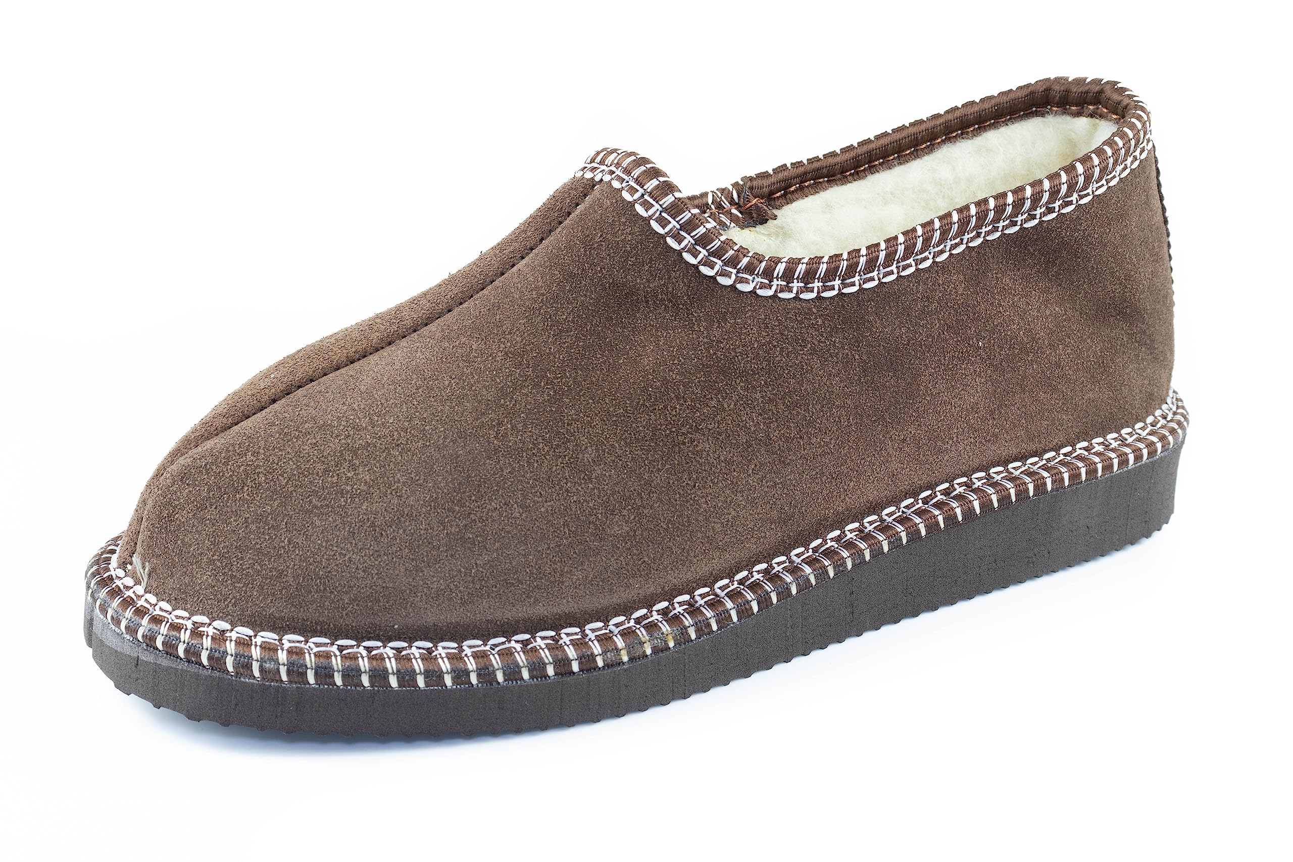 APREGGIO - Ladies and Slippers - Leather Slippers with Sheepskin Lining and Durable Rubber Sole - Handmade, Comfortable for Winter - Size 36-46