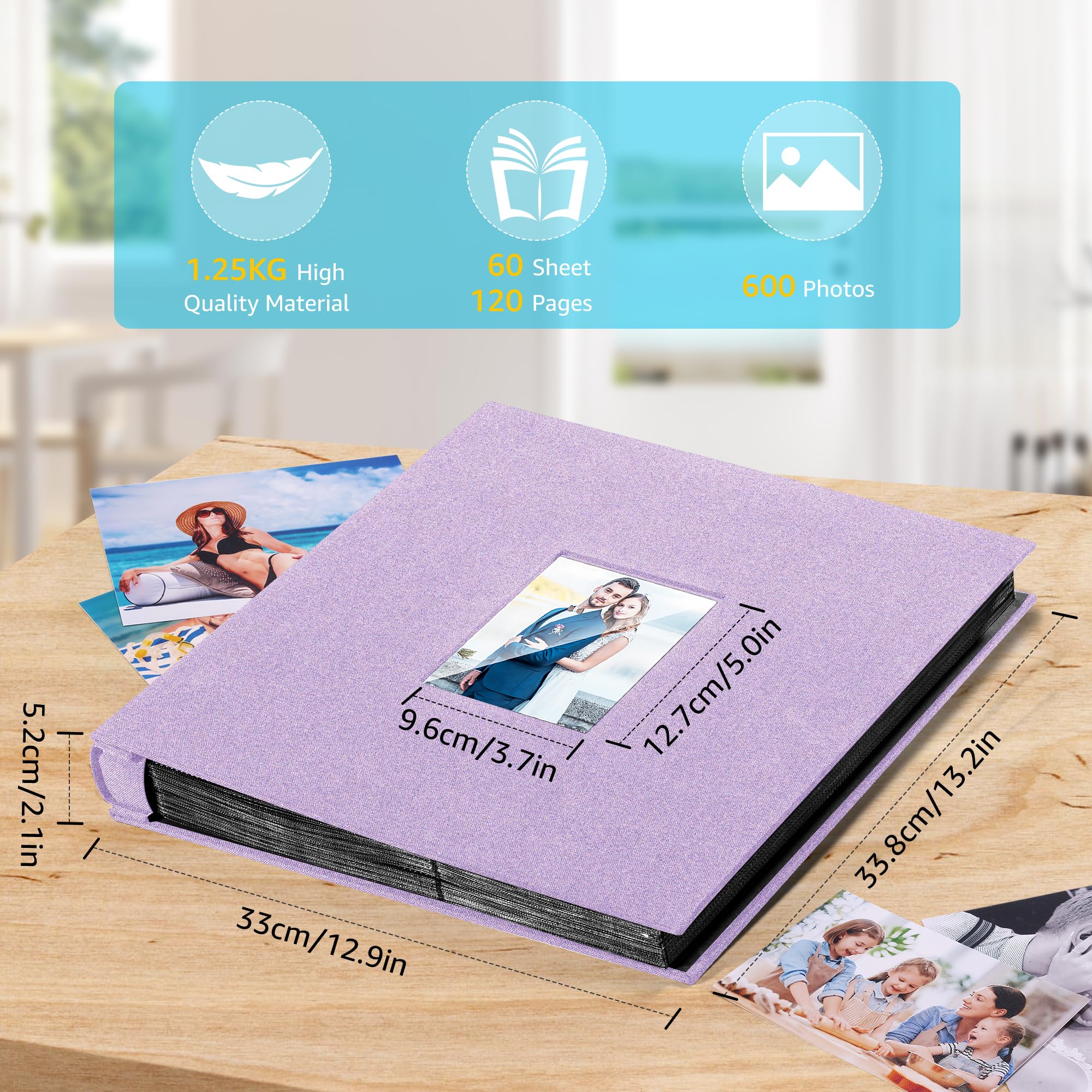 DazSpirit Photo Albums 6x4 Inch 600 Pockets Slip In, Customizable Linen Cover 10x15cm Photo Album, Large Capacity - Image 2
