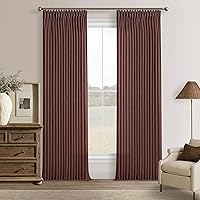 Vista 45 de Cortinas de lino plegadas de 108 pulgadas, juego de 2 paneles para sala de estar, dormitorio, estilo granja rústica, con pestaña trasera, plegadas