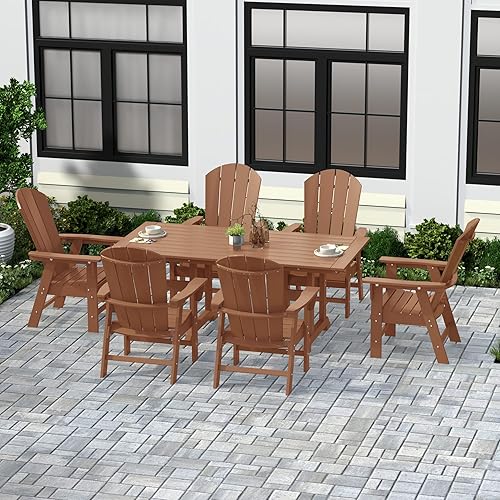 Miniatura 29 de WestinTrends Malibu - Juego de comedor Adirondack de 7 piezas para exteriores, juego de muebles de mesa y sillas de madera de polietileno para todo