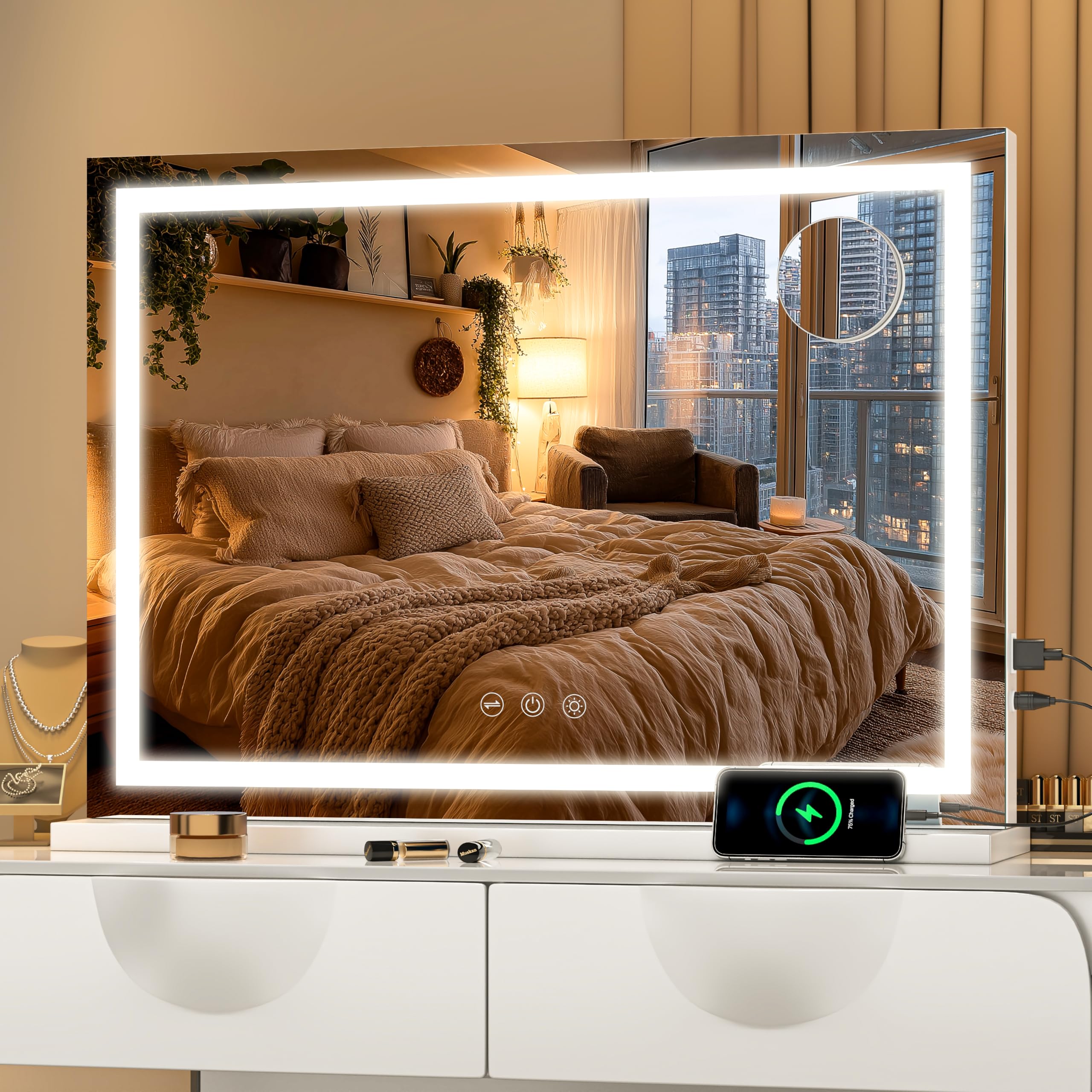 Cosivio Vanity Mirror with Lights, 70x50cm LED Makeup Mirror
