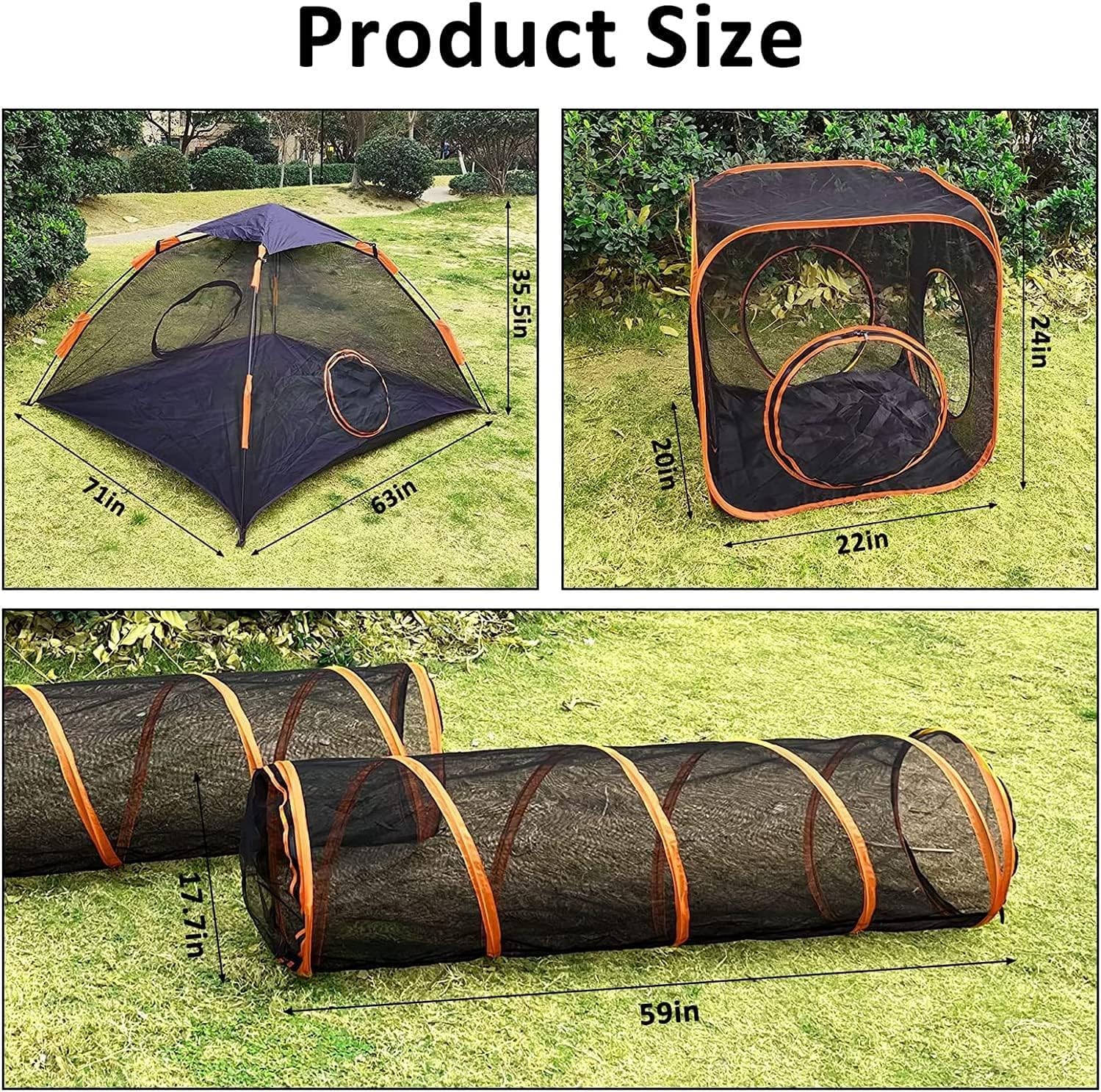 Tienda para Gatos 4 En 1 para Interior Y Exterior, Recintos para Gatos Al Aire Libre con Túnel De Gato, Parque Portátil para Gatos Carpas De Juego