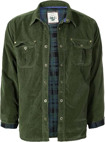 Gioberti Mens 100% Cotton Extremely Soft Corduroy Shirt Jacket with Flannel Lining