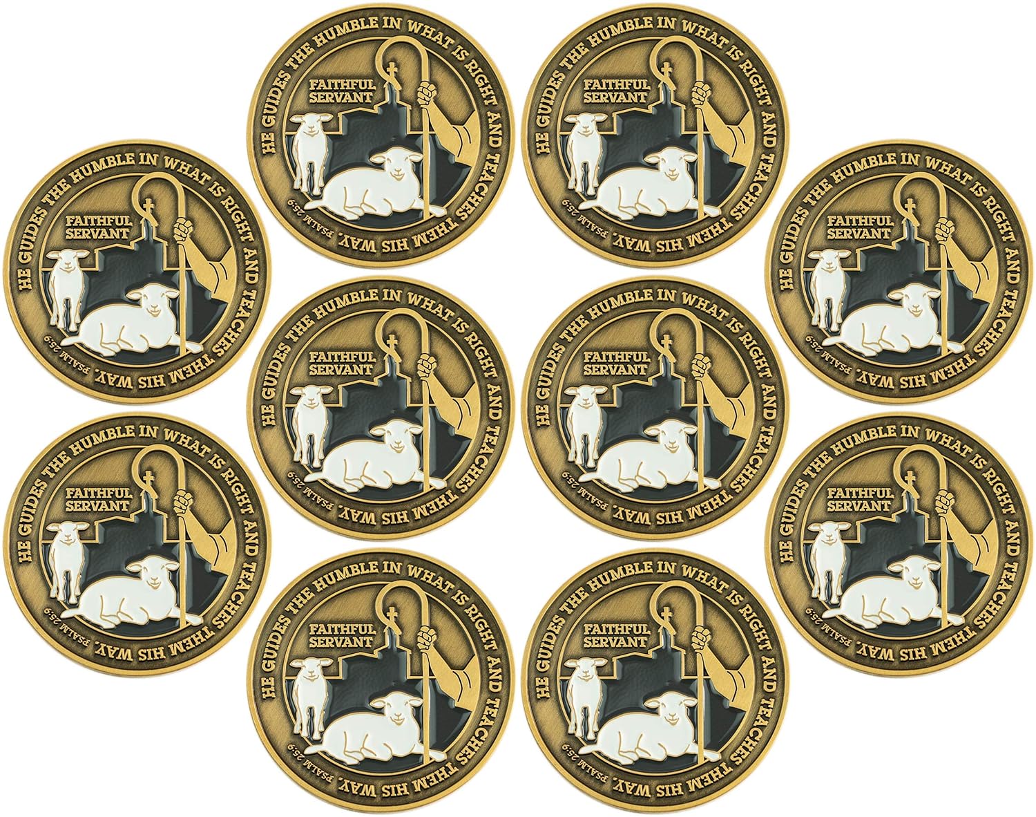 Pastors Coin, Bulk Pack of 10, Pastor Appreciation Gift for Men and Women, Preacher Gifts, Humble Servant Token for Ministers, for Pastors Wife, Bishops, and Priests, Christian Religious Prayer Token