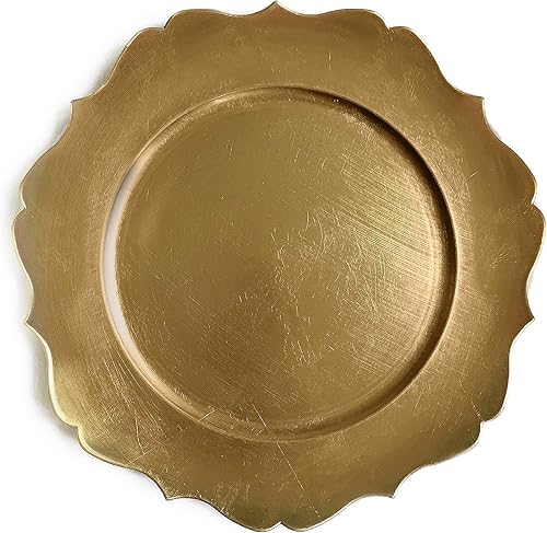 Vista 8 de Tiger Chef - Platos base redondos de 13.0 pulgadas con borde festoneado, ideales para cena de boda, recepción, mesa.