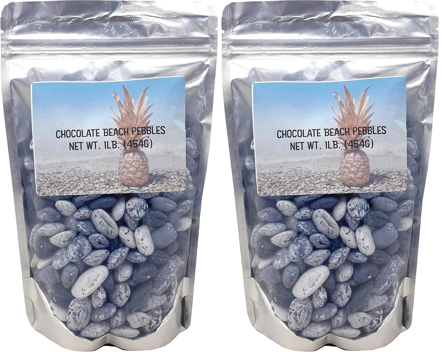 Rabbit Creek Sunflower Food Company Candy Coated Chocolate Beach Pebbles 1 Pound Bag, Beach Candy for Mermaid Beach Themed Events (Pack of 2)