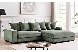 Dark Green Corduroy Corner Couch: Luxe 2-Piece Oversized L-Shaped Sectional Sofa for Living Room