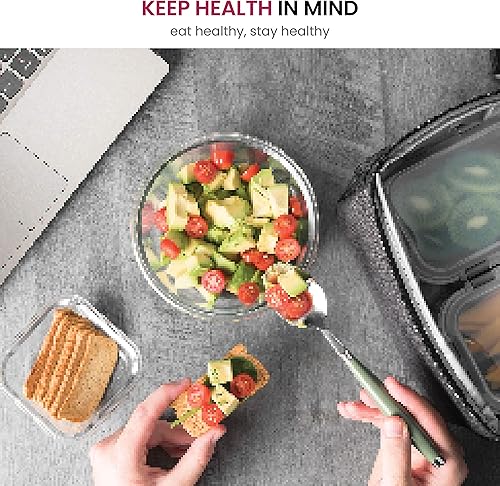 Miniatura 5 de FineDine - Juego de 24 recipientes de almacenamiento de vidrio con tapas - Recipientes de vidrio a prueba de fugas, aptos para lavavajillas, para