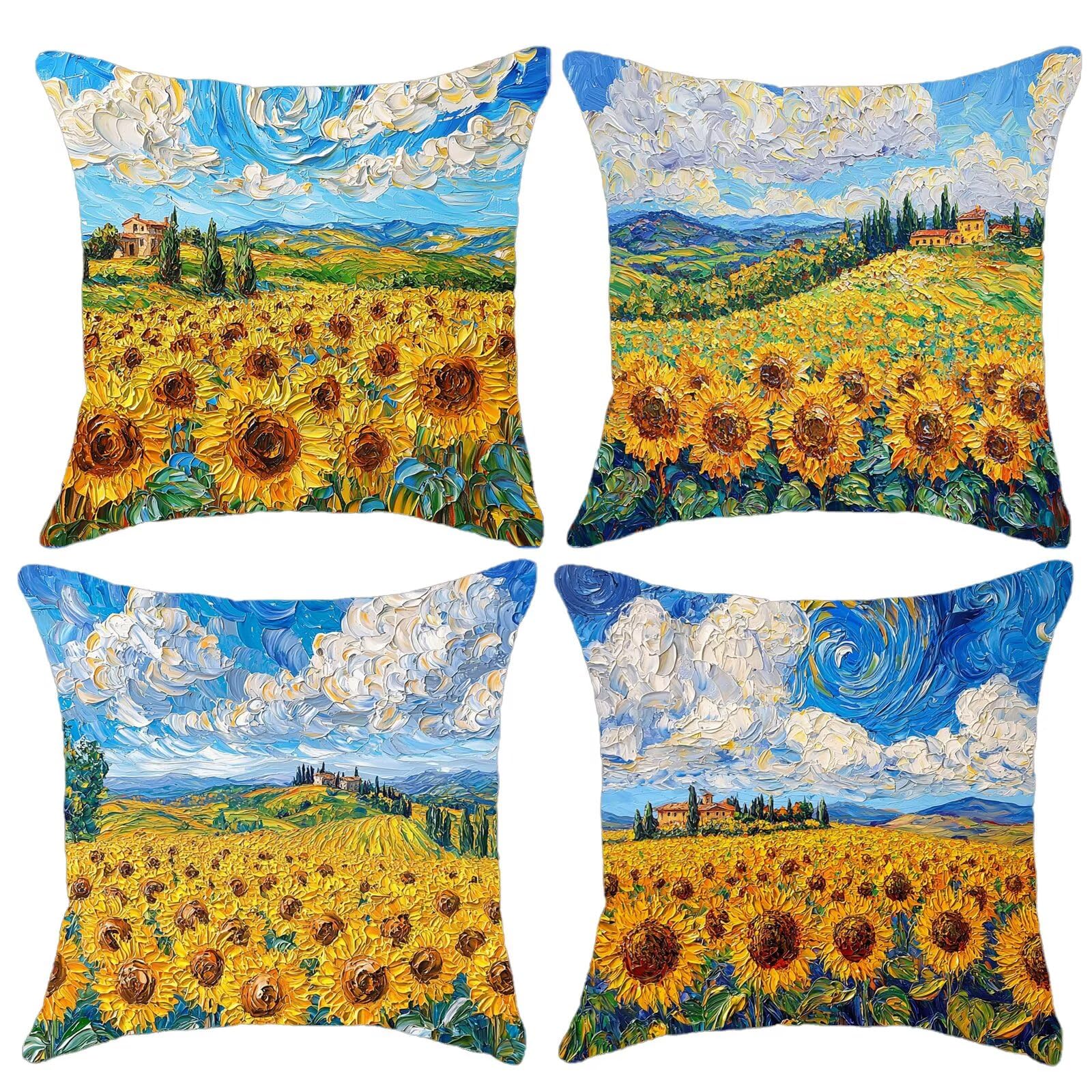 Coussin extérieur imperméable jaune 45x45 cm lot de 4 en lin carré pour canapé et salon