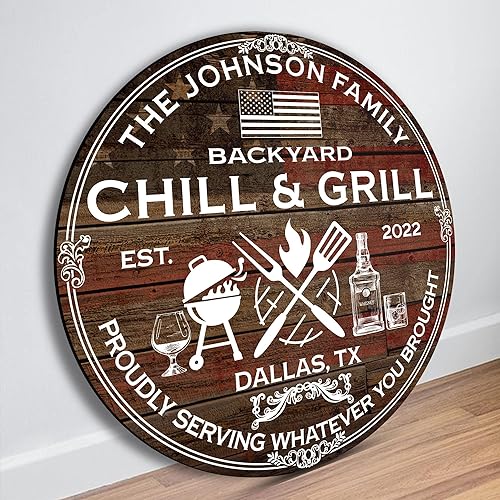 Miniatura 4 de V VIBEPY Letrero personalizado con texto en inglés All Over para patio trasero, letrero de barra para parrilla, letrero de madera de 8 pulgadas, 12