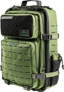 RUGSAK  Alpha Tactical Backpack [20-45L] Waterproof & Extremely Robust Military Survival Backpack for Outdoor Work Hiking Camping and Gym Molle Travel Backpack Men & Women Camo Green