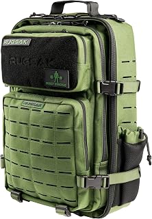 RUGSAK® ALPHA | Taktischer Rucksack [20-45L] Wasserdicht & EXTREM Robust | Militär Survival Backpack | für Outdoor Arbeit Wandern Camping und Gym | Molle Reiserucksack Herren & Damen (Camo Green)