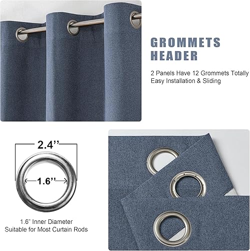 Miniatura 4 de OVZME Rhea Cortinas 100% opacas de 63 pulgadas de largo para dormitorio, cortina de ventana con textura blanca suave al tacto, cortinas de lino