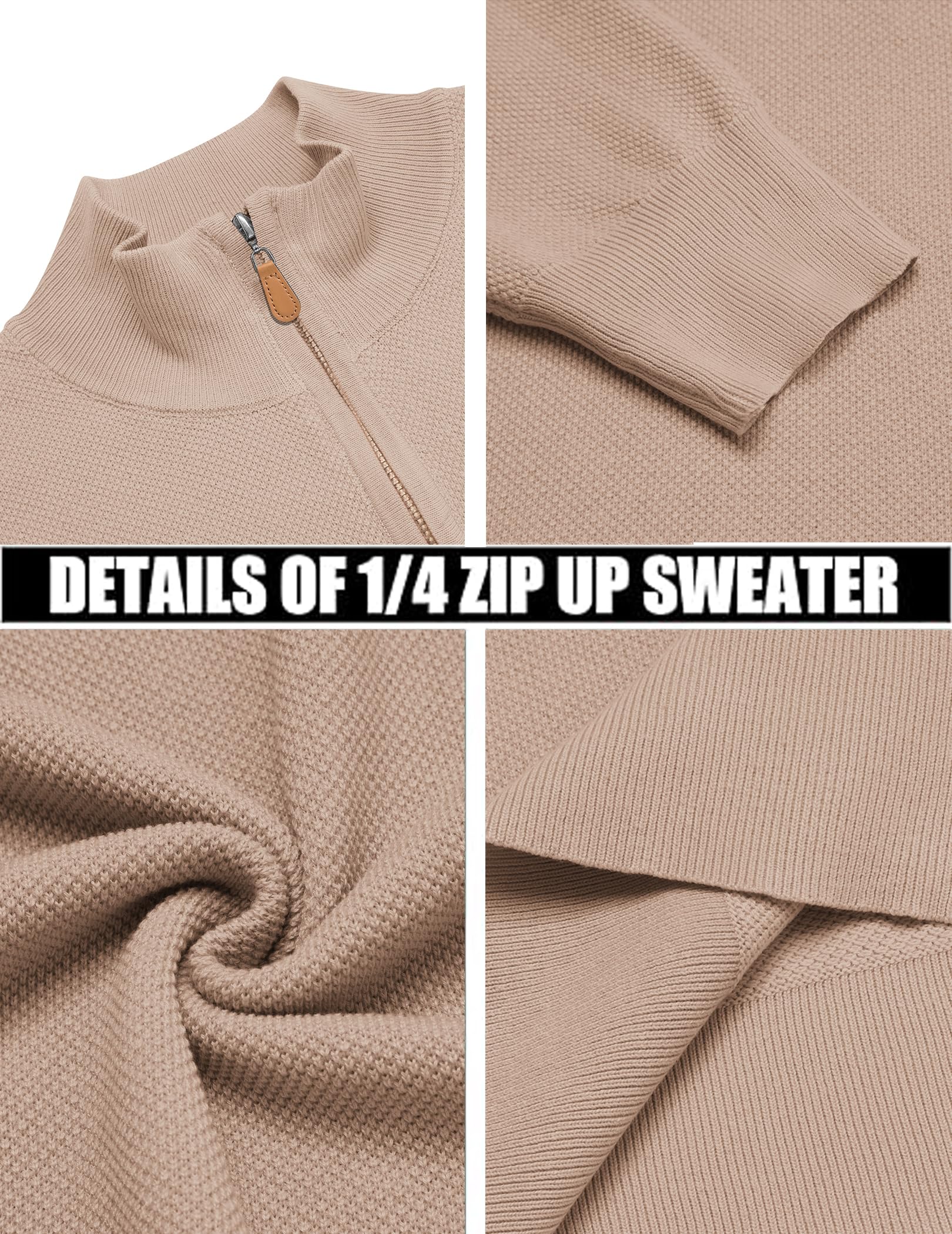 COOFANDY Maglione con Zip Uomo Pullover Invernale Maglione da Maglia Sweater Casual Regular Fit Maglioncino Firmato