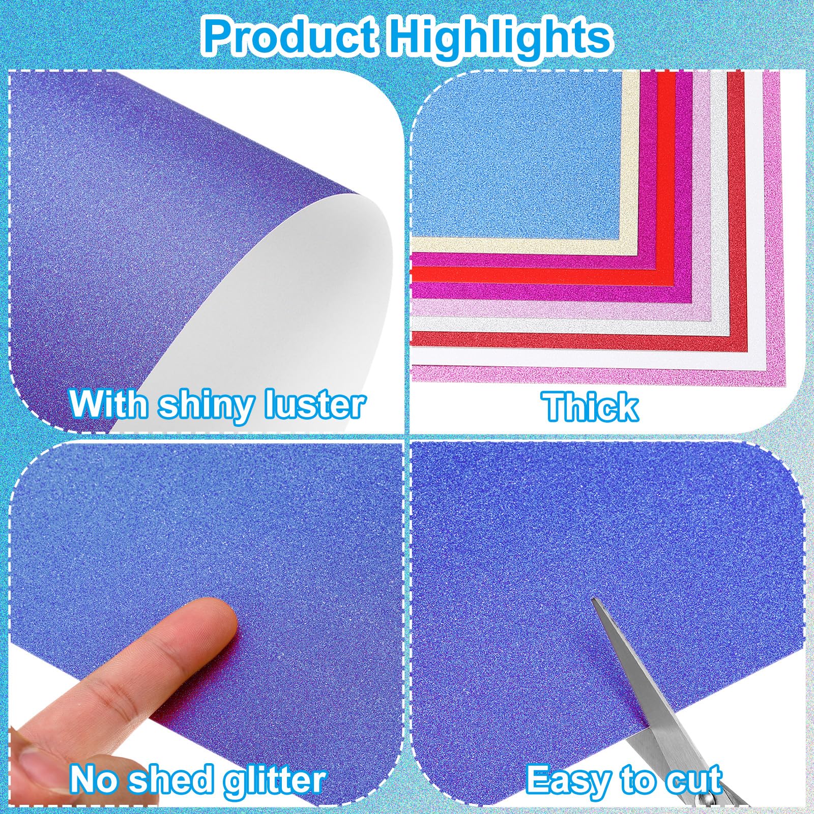PATIKIL 10 Sheets Dark Blue Glitter Cardstock Paper - Image 3