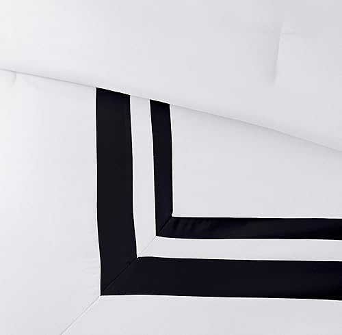 Miniatura 3 de Chezmoi Collection Caprice - Juego de edredón de 7 piezas estilo hotel, ropa de cama moderna de bloques de color blanco y negro con almohadas