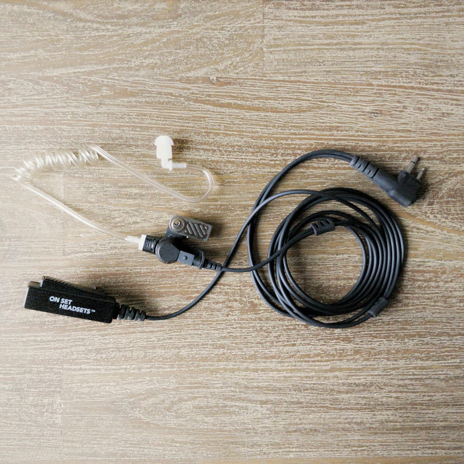 FilmPro Black Walkie Suveillance, Professional Grade Headset for Film or TV Crews, Kevlar Reinforced, Water Resistant, Medical Grade Hypoallergenic Silica, Motorola 2-pin M1 Compatible