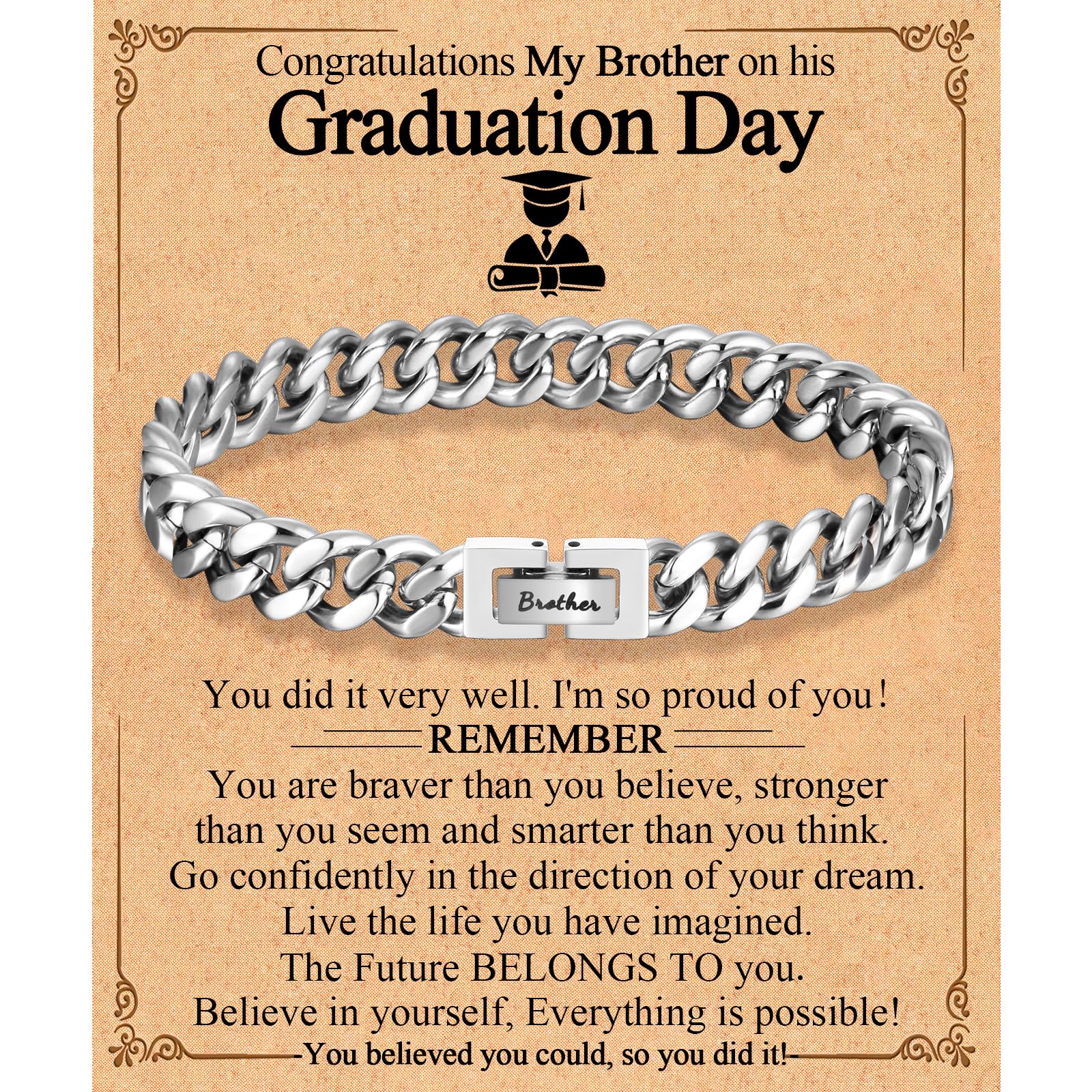 EFVISD Dad Son Grandson Uncle Nephew Brother Husband Boyfriend Gifts for Men Boys, Cuban Bracelet Gifts Graduation Back to School Birthday Christmas Anniversary Valentines Day Gifts for Him Men Teen Boys