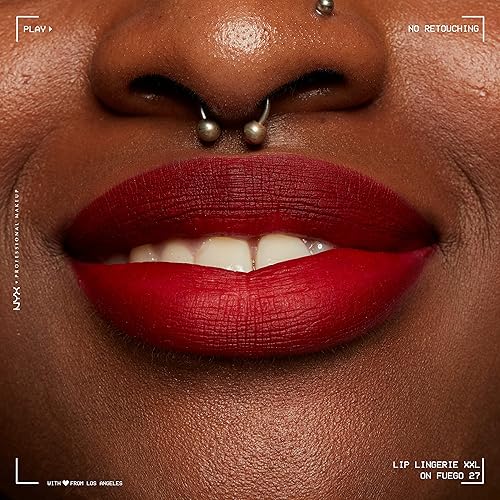 Vista 58 de NYX Professional Makeup, Lingerie XXL - Lápiz labial líquido mate, color Unlaced (rosa polvoriento con tono fresco)