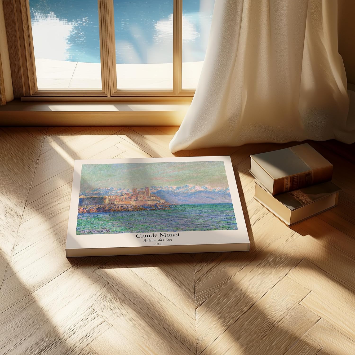 Poster Master Vintage Claude Monet Canvas - Retro Antibes das Fort Print - The Fort of Antibes Art - Classic Impressionism Painting - Office or Living Room Wall Decor - 8x10 STRETCHED Canvas