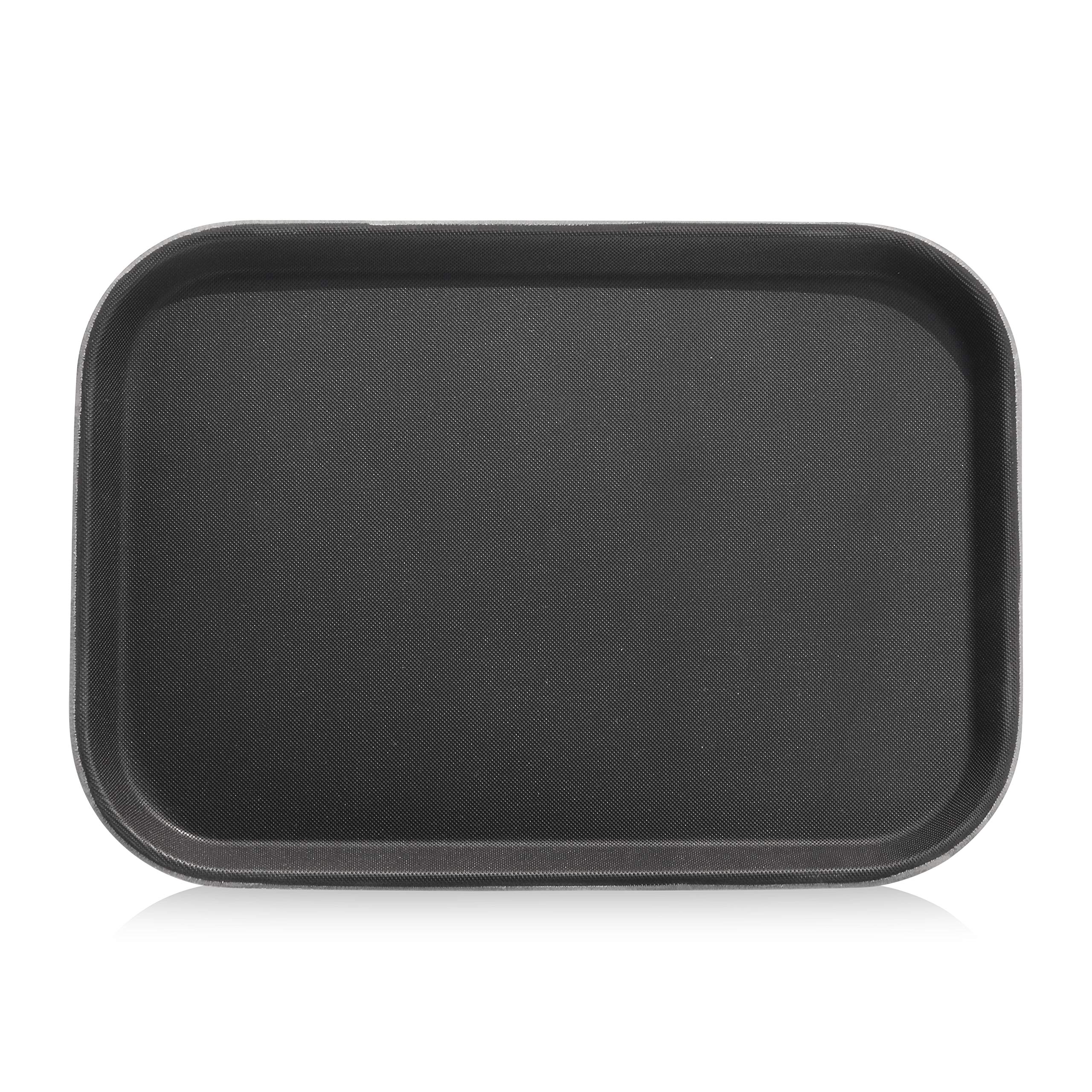 New Star Foodservice Restaurant Grade Non-Slip Tray, Plastic, Rubber Lined, Rectangular, 10-Inch x 14-Inch, Black