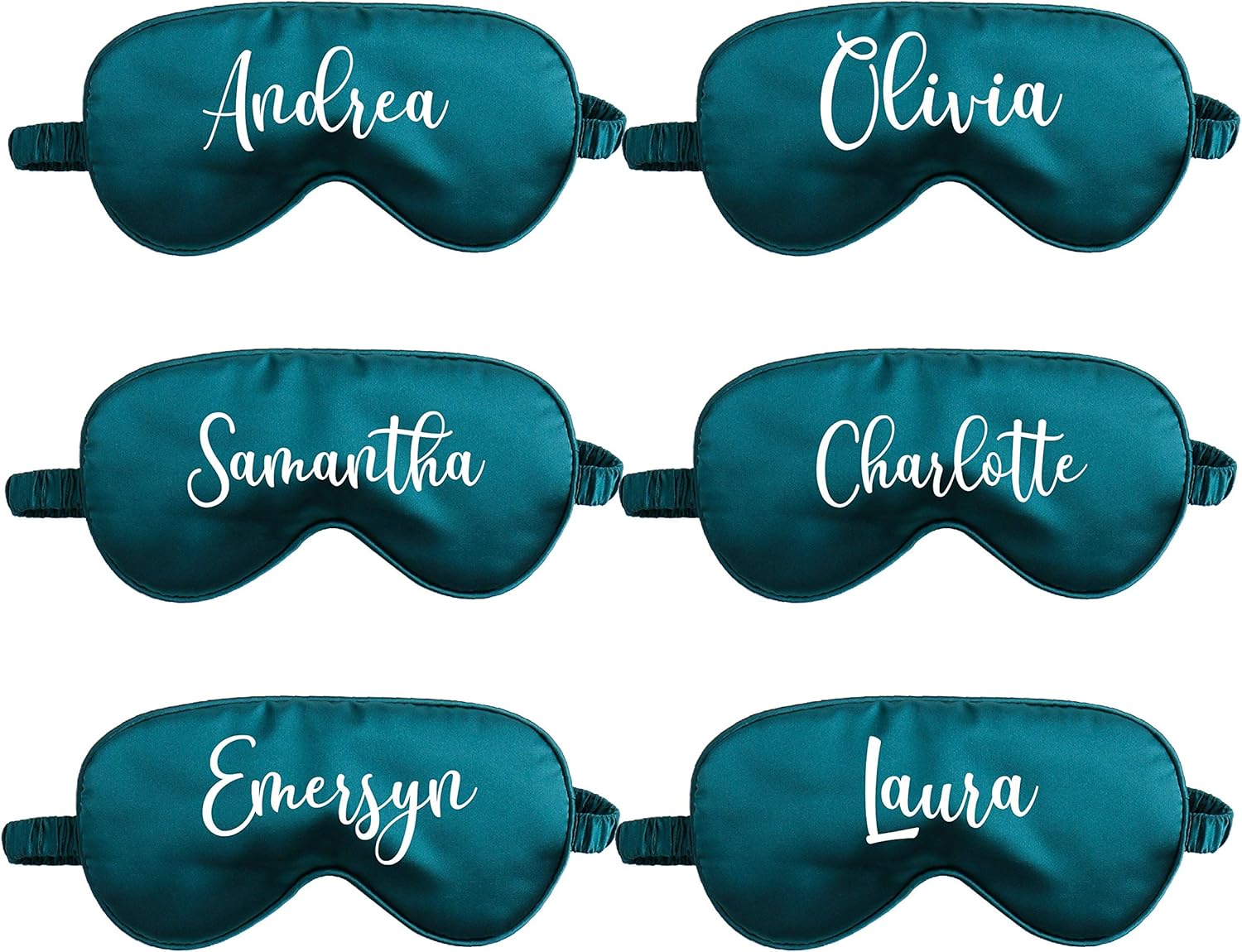 6X Eye Masks for Sleeping Personalized Text Your Name Monogram Wedding Favor Satin Bachelorette Bridesmaid Gift (Blush)