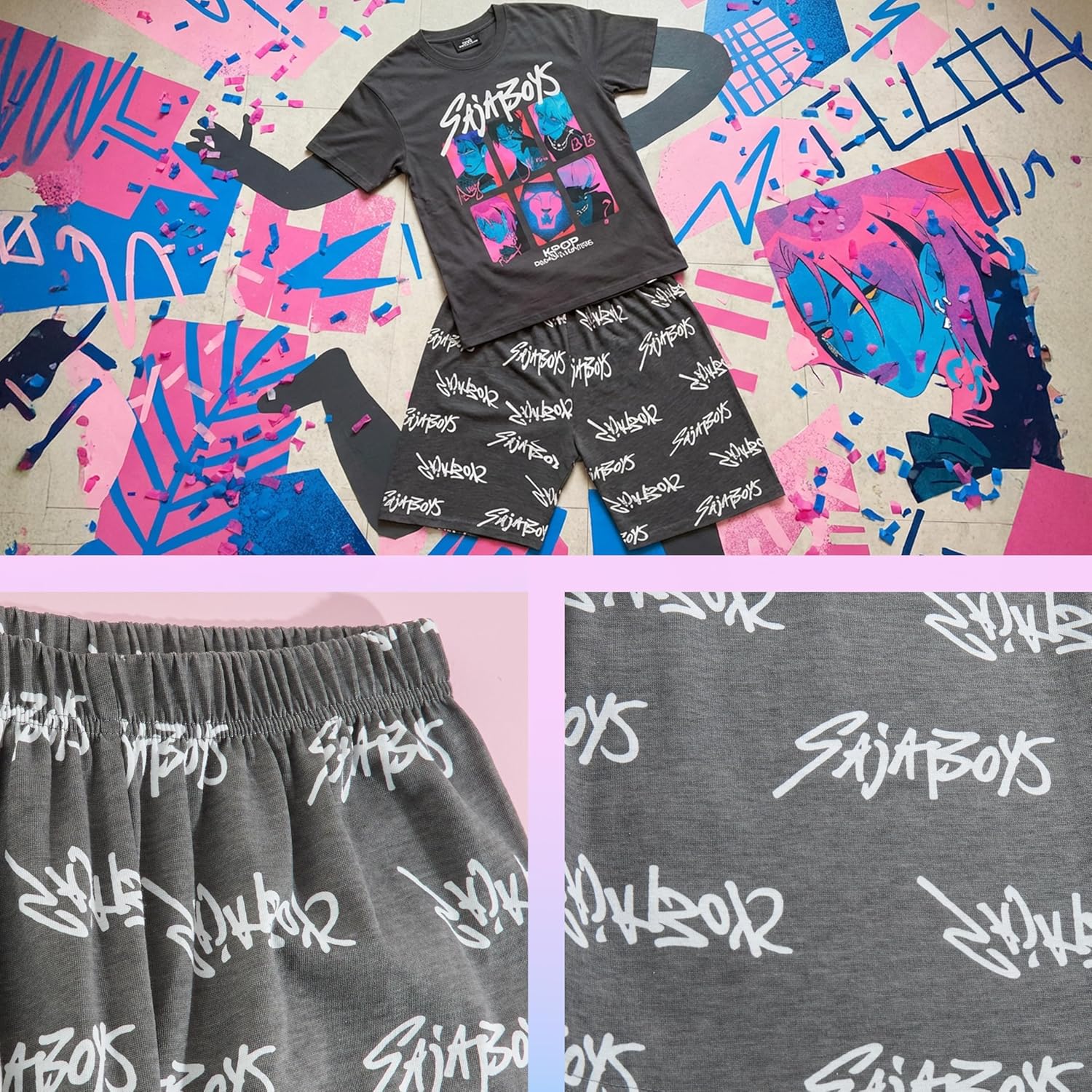 KPop Demon Hunters Officially Licensed 2-Pc Pajamas Set Girls, 5–14 Yrs, Soft PJs Lounge Set T Shirt Shorts, Gifts for Girls - Image 5