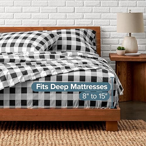 Miniatura 5 de Bare Home - Juego de sábanas de franela de doble cepillado para mayor suavidad y comodidad, 100 % algodón, aterciopelado, suave, pesado, bolsillo