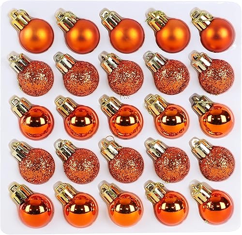 Miniatura 7 de Christmas Concepts - Juego de 25 mini bolas para árbol de Navidad (0.984 pulgadas). Decorados con purpurina, mate y brillante .