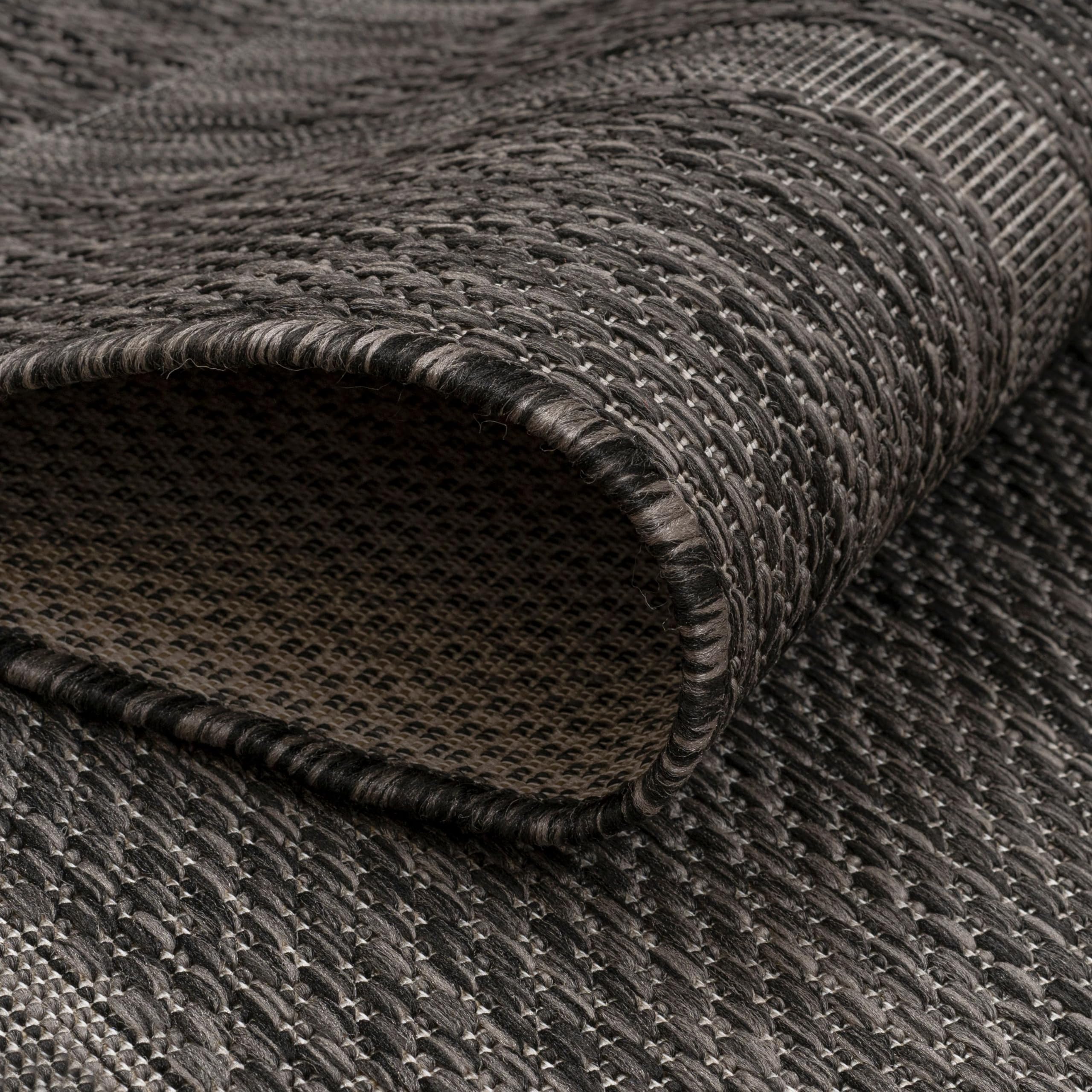 HomebyHome Tapis d'extérieur uni résistant aux intempéries, idéal pour Les terrasses, Les balcons, Les Jardins et Les Cuisines, Couleur: Noir, Taille: 200 x 290 cm