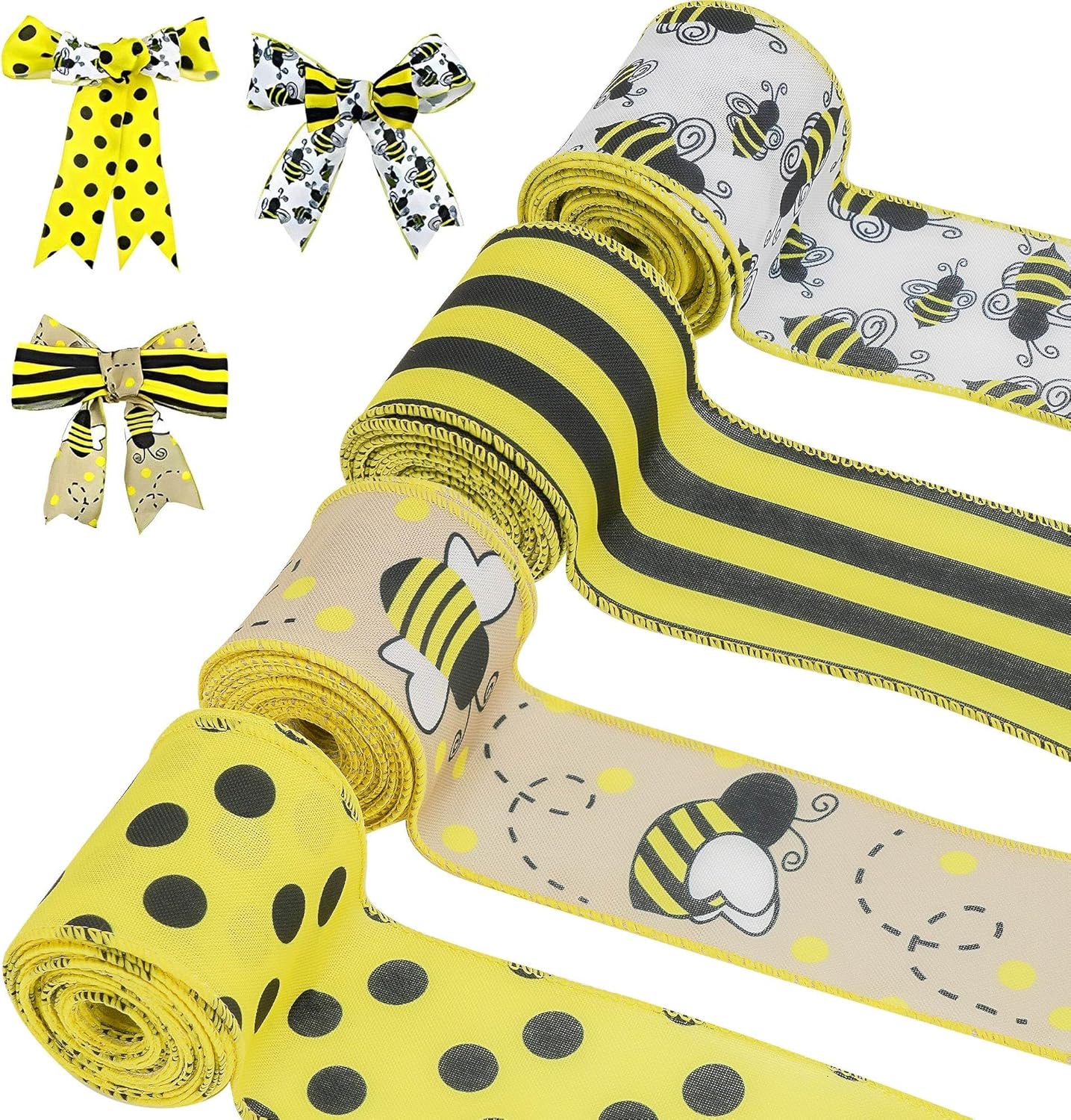 Amazon.com: CAIRIAC Wired Edge Bee Ribbons 2.4 Inch Wide Burlap Fabric ...