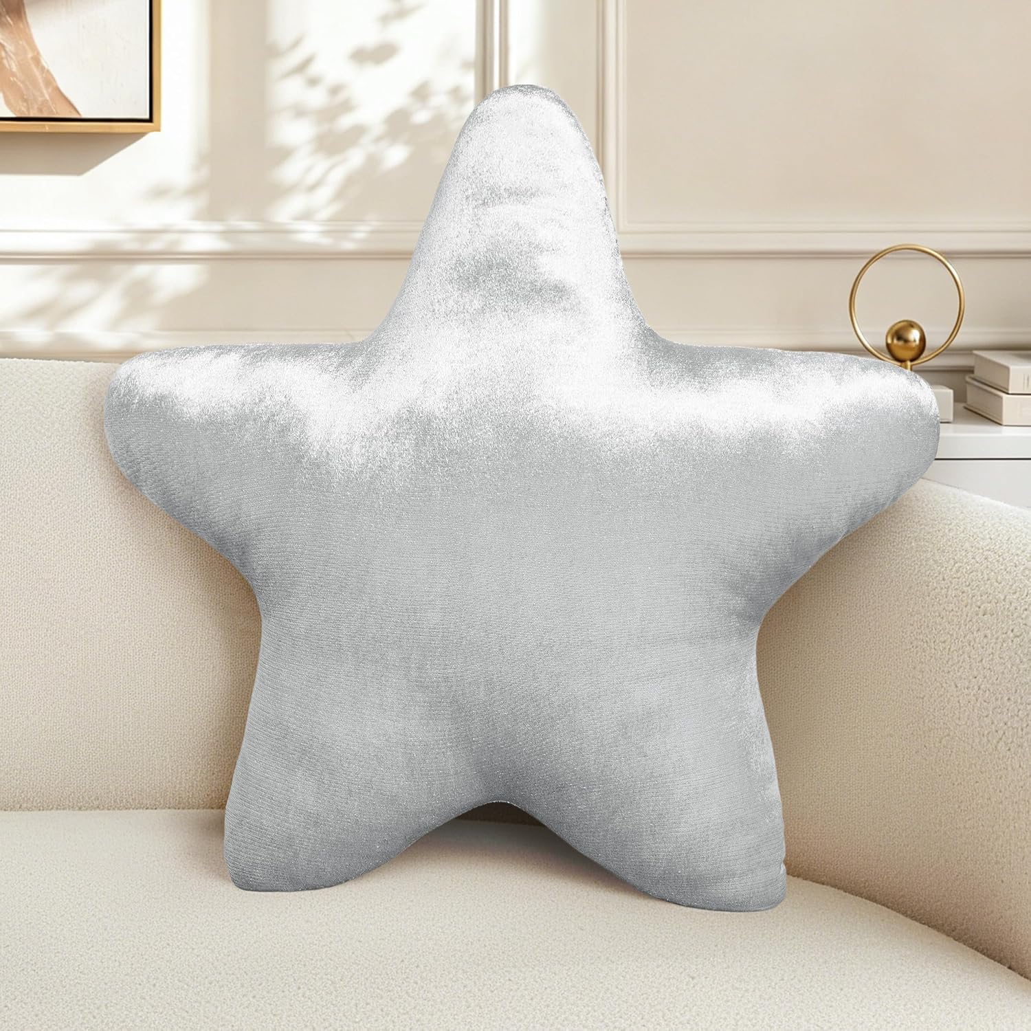 AELS Star Pillow 19.6"& 15.7" Soft Velvet Star Shaped Decorative Throw Pillow for Couch, Bed, Living Room, Nursery, Home Decor Gift for Christmas, Birthday, Baby Shower, Gold