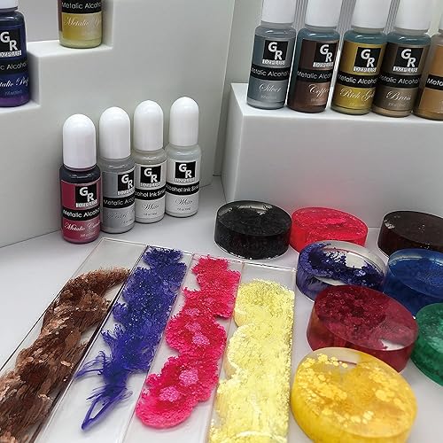 Miniatura 8 de Juego de tinta de alcohol metálico, 16 colores metálicos a base de alcohol para arte de resina, arte fluido, manualidades de resina, placa de Petri