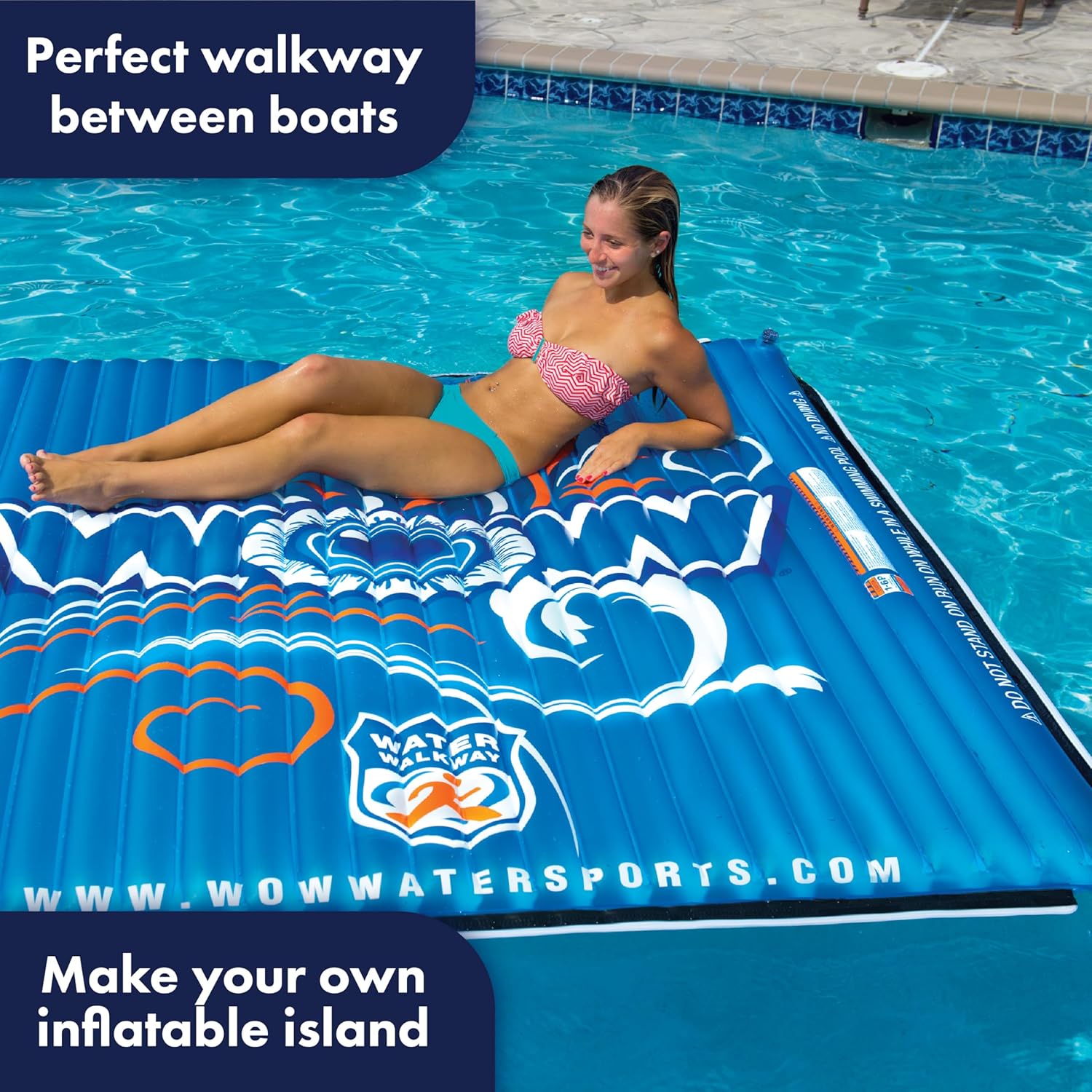 WOW Sports World of Watersports Water Walkway 6 x 6 Feet Blue Inflatable Walkway, 14-2080