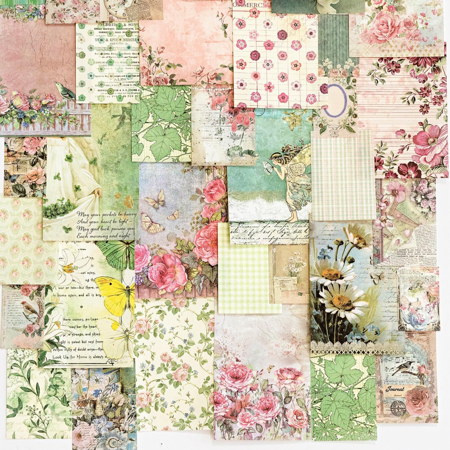 Cotrida 400Pcs Vintage Floral Scrapbook Paper and Stickers Kit