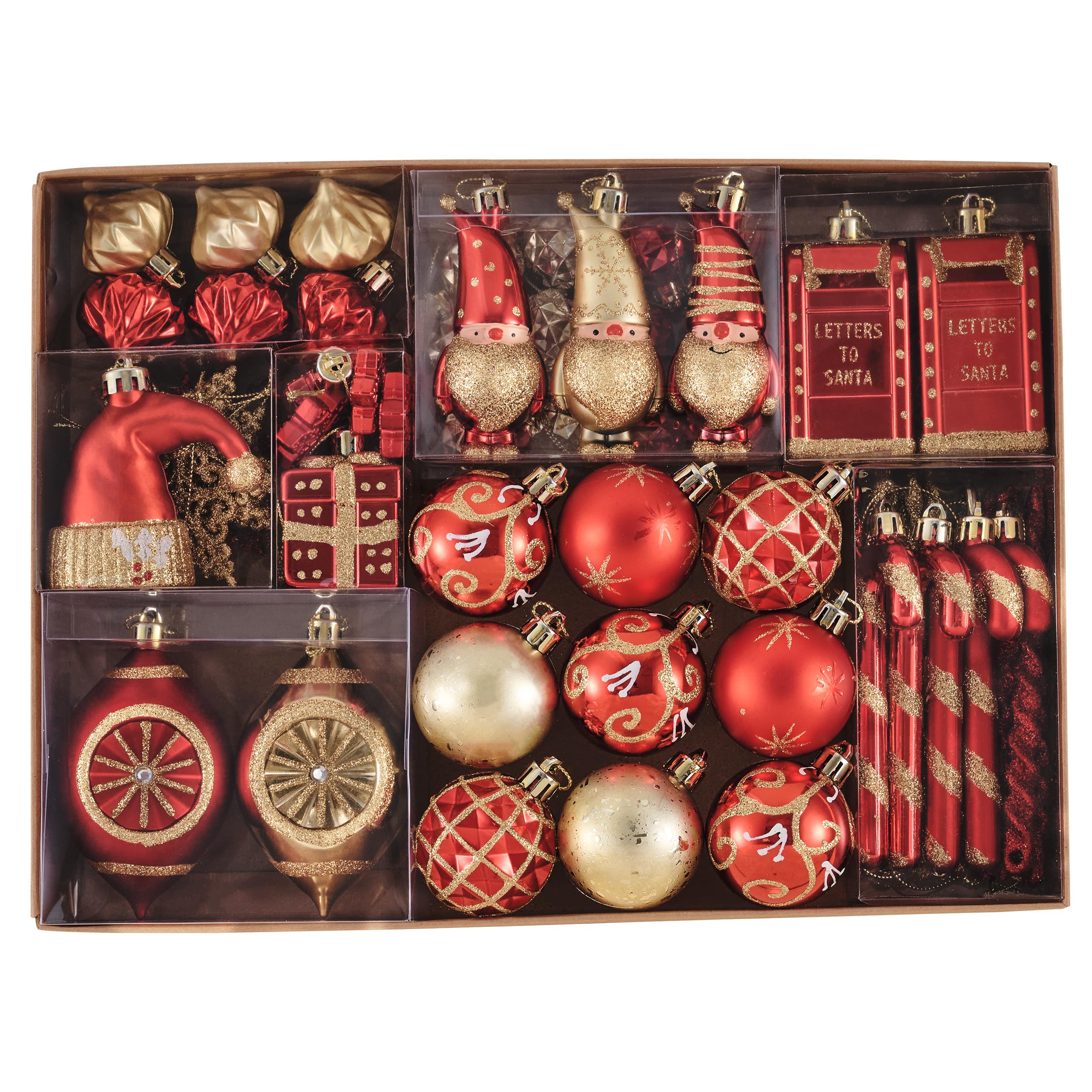 Adornos para árbol de Navidad Valery Madelyn 100 bolas rojas y doradas inastillables