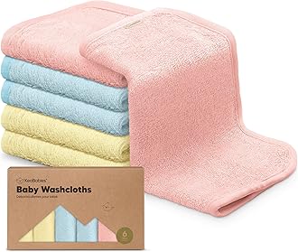 6-Pack Soft Baby Washcloths, Viscose from Bamboo - Kids, Newborn Bath Towels, Infant Shower, Toddler Reusable Face Towel, Gentle on Skin, Face Wash Cloths for Babies, 10x10 (Candy Pop)