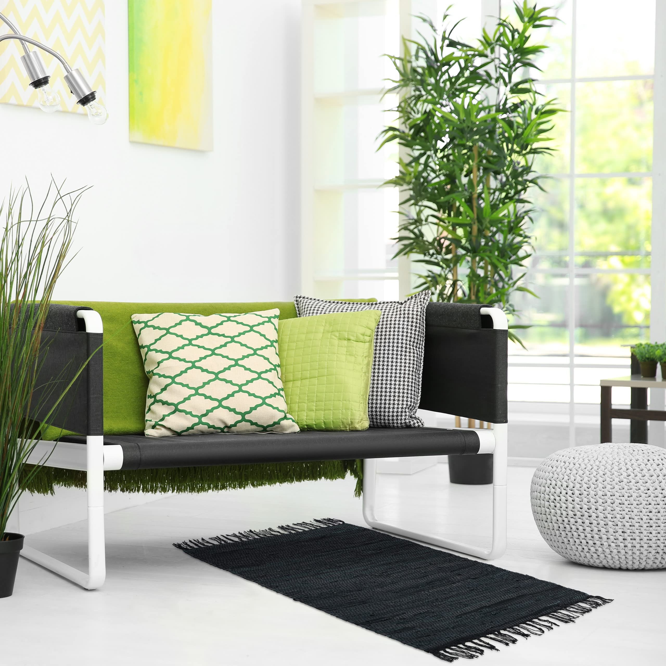 Relaxdays Tappeto in Cotone e Pelle, con Frange, Passatoia Salotto e Camere da Letto, 60 x 110 cm, Antiscivolo, Marrone