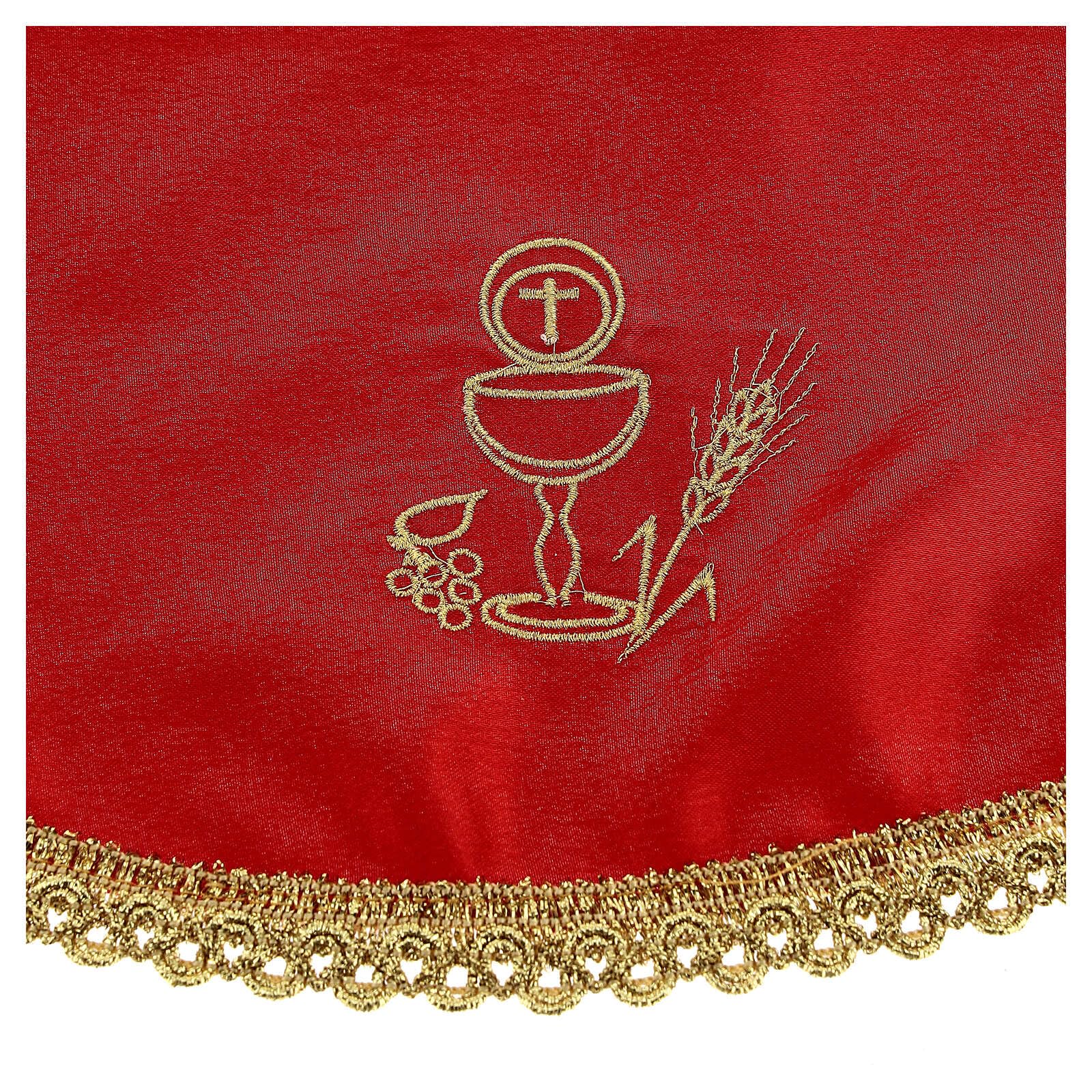 Holyart Copri pisside Calice spiga Croce Ricamato, Rosso