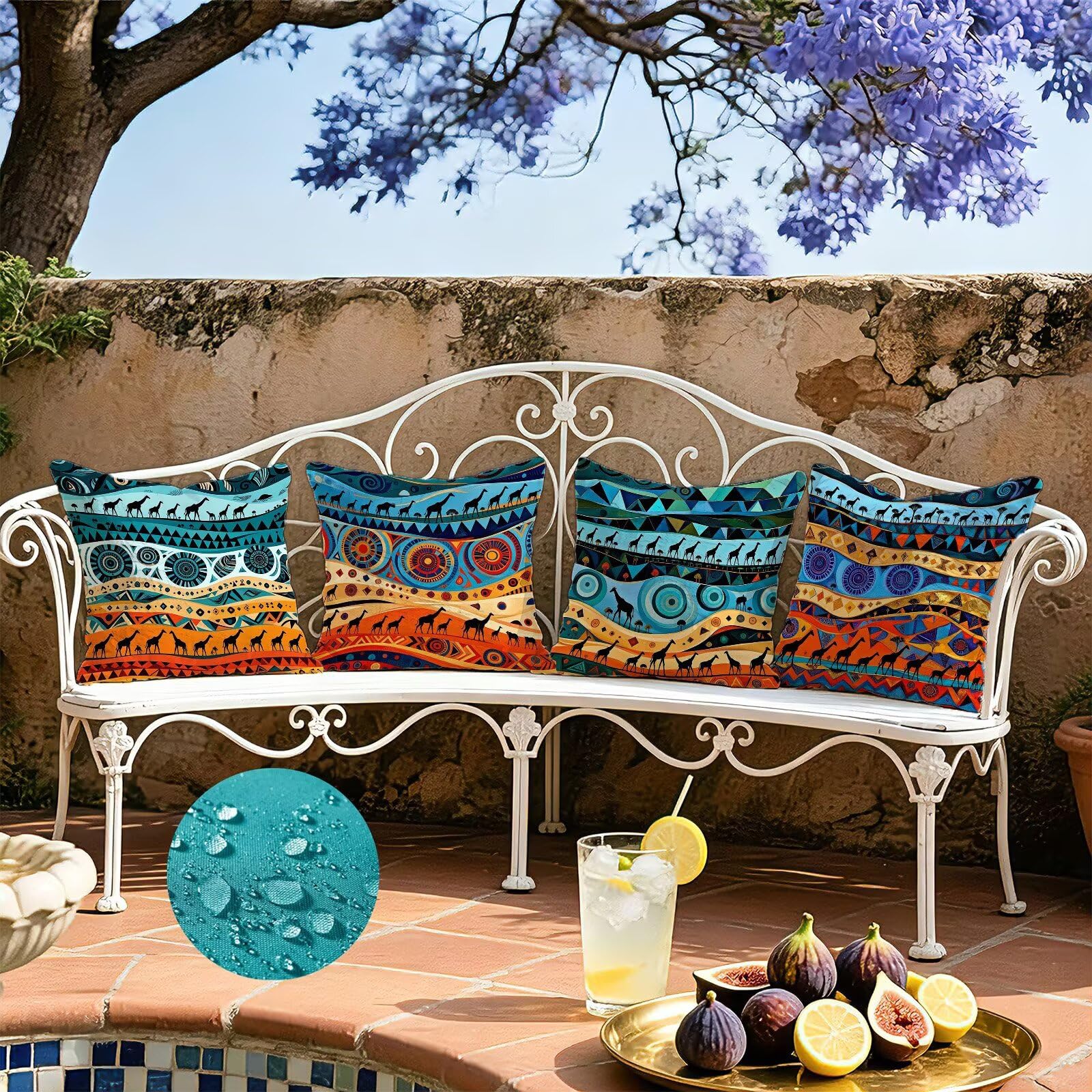 Cojines Exterior Color Naranja Funda Almohada 45x45cm Juego de 4, Cod-501