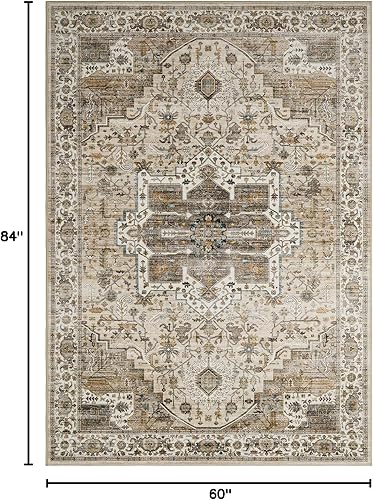 Miniatura 259 de Alfombras de área de 8 x 10 pies para sala de estar, vintage lavable con parte trasera antideslizante, resistente a las manchas, alfombra de área