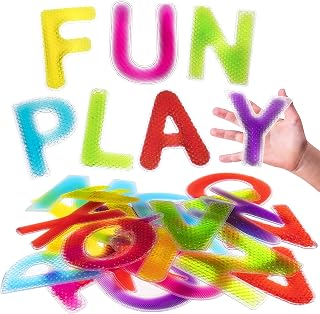 Playlearn 24pc Sensory Alphabet Letters – Gel Filled Tactile Letters – ABC Learning Toy – Light Table Toy
