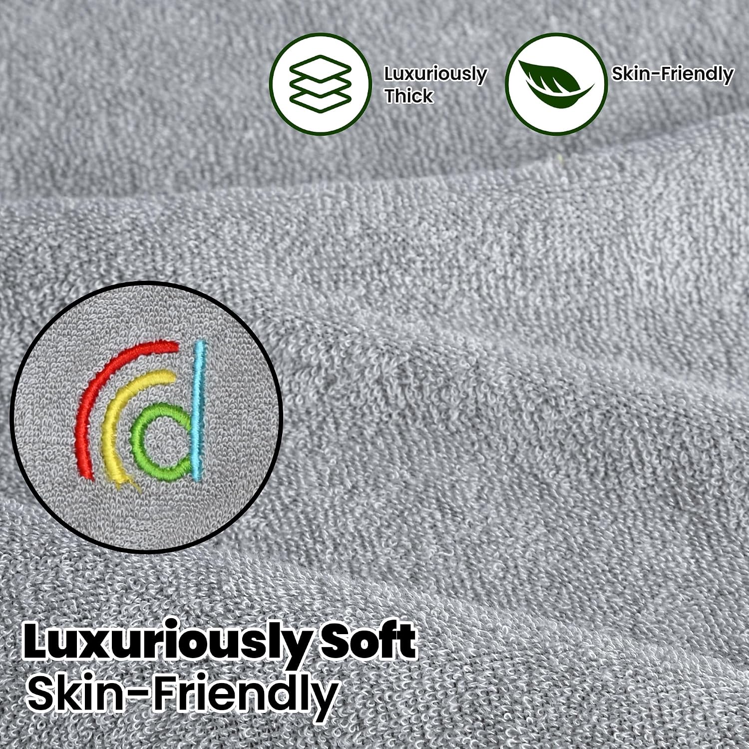 Hooded Baby Towel and Washcloth Set, Bamboo Viscose and Cotton, Ultra Soft, Absorbent, Bath Towel for Newborn, Infant, Toddler (Grizzly Bear)