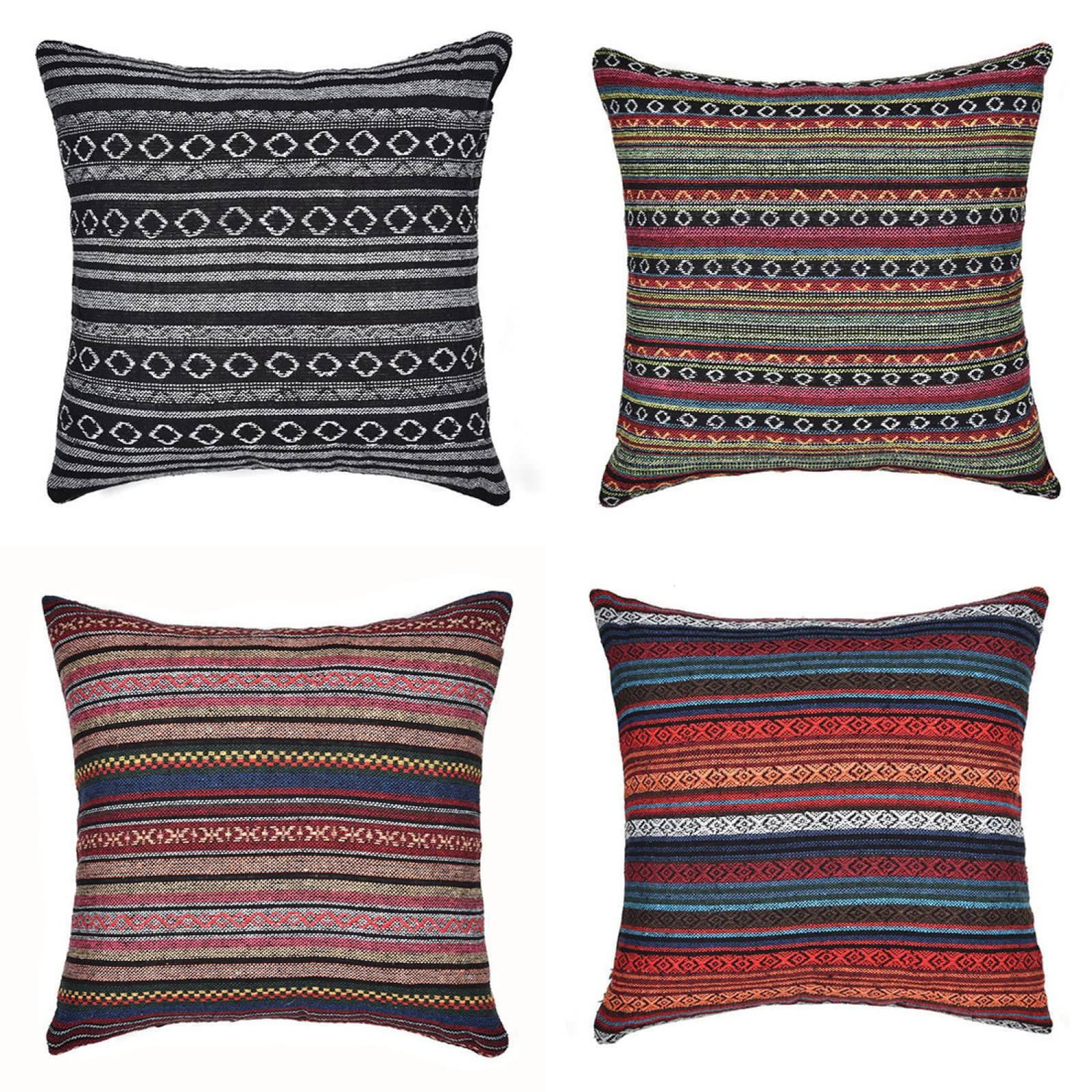 Housses de coussin de canapé en lin rouge noir 50x50 pour décoration salon