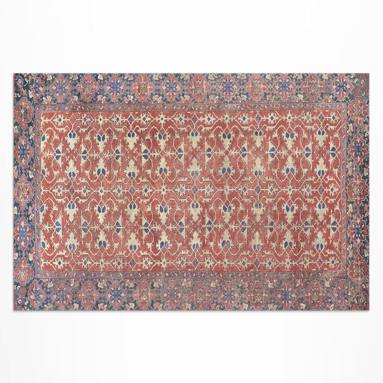Tapis vinyle extérieur 60x90 cm imperméable vieux rouge bleu pour balcon et terrasse rectangle
