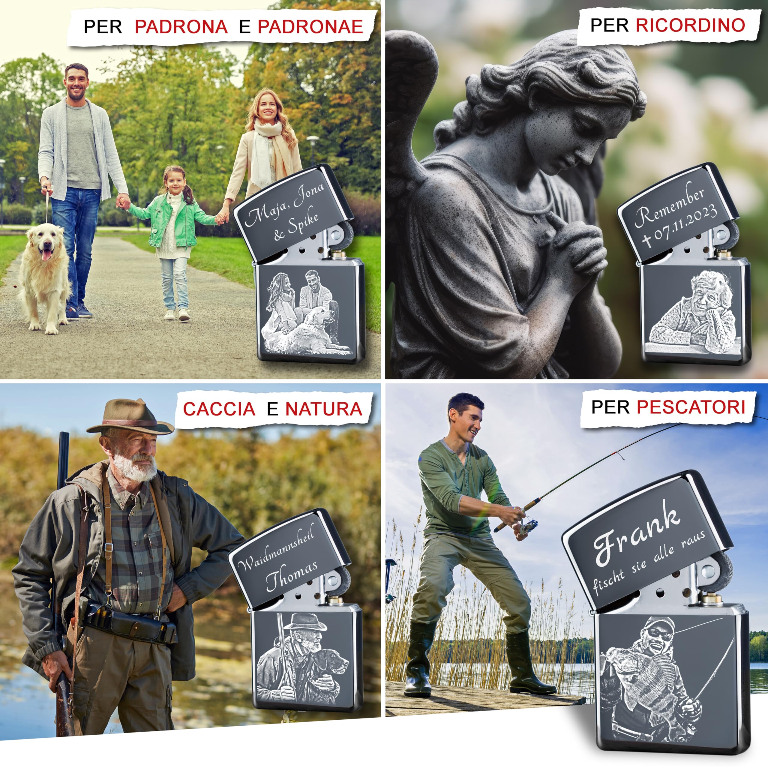 Accendino Originale con fotoincisione | Cromato Lucido, Chrome High Polished | Incisione con la Tua Foto | Compatibile con Zippo