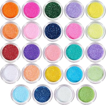 LEOBRO 24 Colors Glitter, Iridescent Fine Glitter for Crafts, Resin, Nail Body, DIY Party Decorations