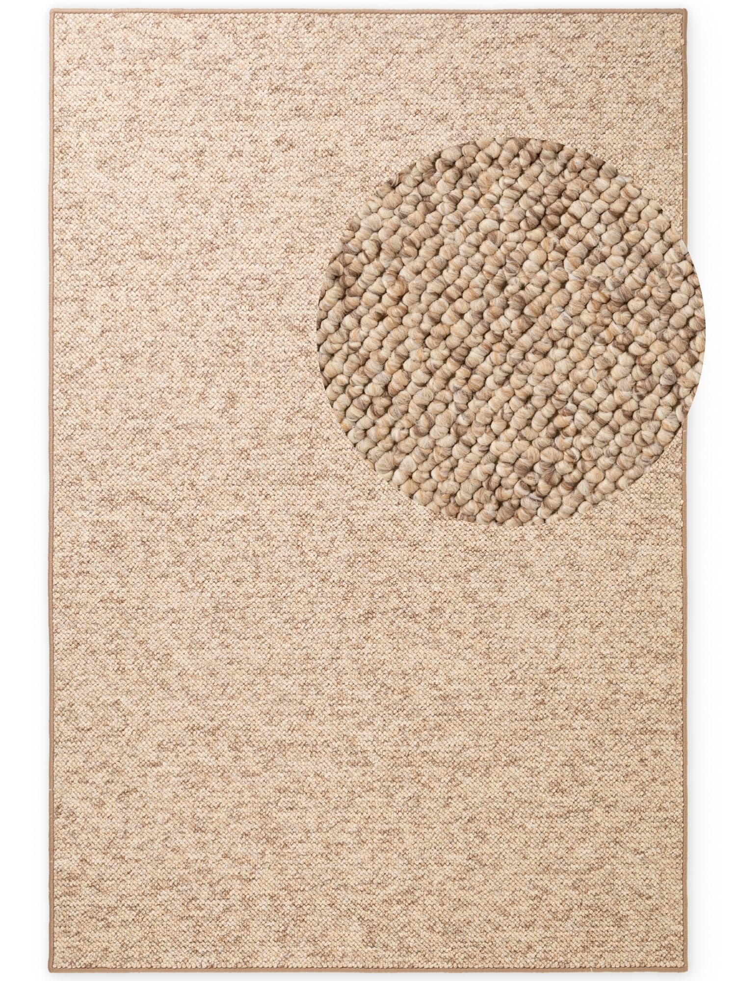 Hanse Home Wolly Teppich – Wohnzimmerteppich Flachgewebe Kurzflor Woll-Optik Wolle Skandi-Look Esszimmer, Wohnzimmer, Kinderzimmer, Schlafzimmer – Beige Braun, 60x90cm